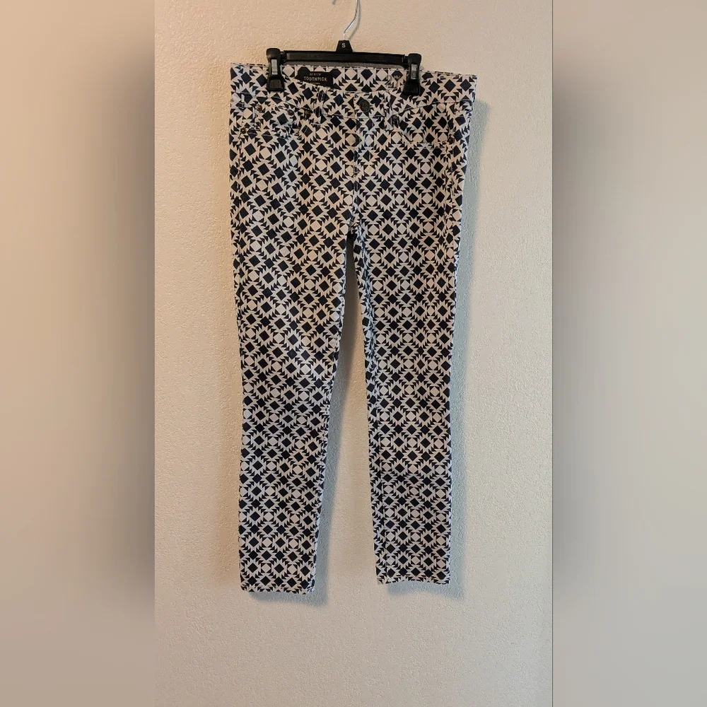J.Crew Toothpick Black and White Patterned Pants 27 Ankle - Picture 3 of 6